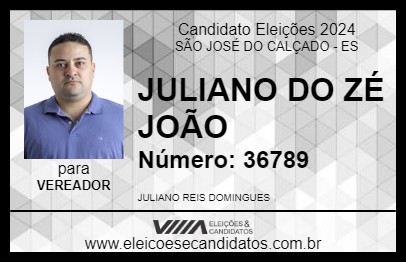 Candidato JULIANO DO ZÉ JOÃO 2024 - SÃO JOSÉ DO CALÇADO - Eleições