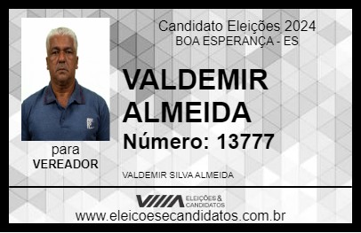 Candidato VALDEMIR ALMEIDA 2024 - BOA ESPERANÇA - Eleições