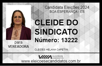 Candidato CLEIDE DO SINDICATO 2024 - BOA ESPERANÇA - Eleições