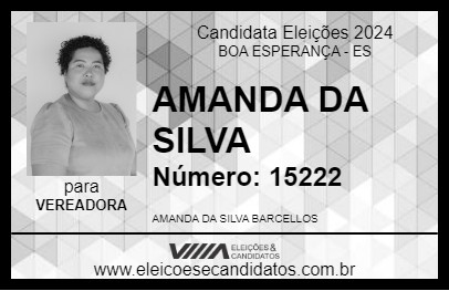 Candidato AMANDA DA SILVA 2024 - BOA ESPERANÇA - Eleições