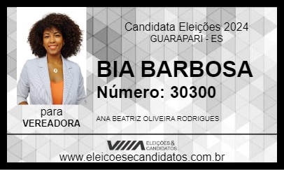 Candidato BIA BARBOSA 2024 - GUARAPARI - Eleições