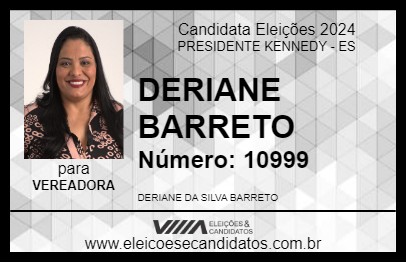 Candidato DERIANE BARRETO 2024 - PRESIDENTE KENNEDY - Eleições