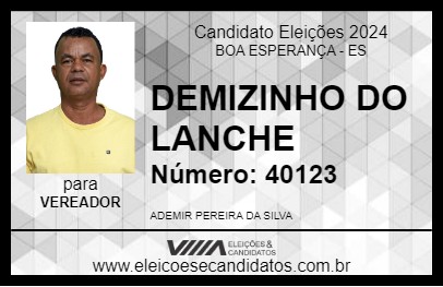 Candidato DEMIZINHO DO LANCHE 2024 - BOA ESPERANÇA - Eleições