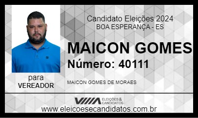 Candidato MAICON GOMES 2024 - BOA ESPERANÇA - Eleições