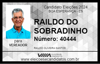 Candidato RAILDO DO SOBRADINHO 2024 - BOA ESPERANÇA - Eleições