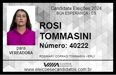 Candidato ROSI TOMMASINI 2024 - BOA ESPERANÇA - Eleições