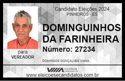 Candidato DOMINGUINHOS DA FARINHEIRA 2024 - PINHEIROS - Eleições