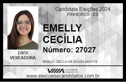 Candidato EMELLY CECÍLIA 2024 - PINHEIROS - Eleições