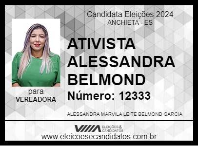 Candidato ATIVISTA ALESSANDRA BELMOND 2024 - ANCHIETA - Eleições