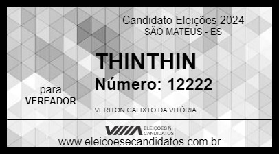 Candidato THINTHIN 2024 - SÃO MATEUS - Eleições