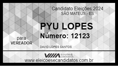 Candidato PYU LOPES 2024 - SÃO MATEUS - Eleições