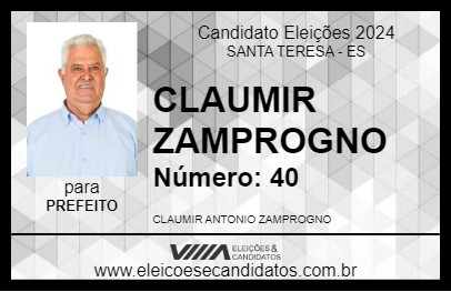 Candidato CLAUMIR ZAMPROGNO 2024 - SANTA TERESA - Eleições