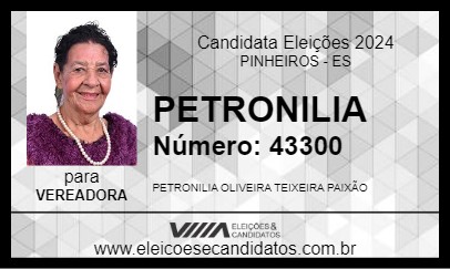 Candidato PETRONILIA 2024 - PINHEIROS - Eleições