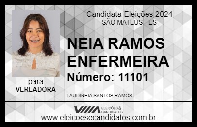 Candidato NEIA RAMOS ENFERMEIRA 2024 - SÃO MATEUS - Eleições