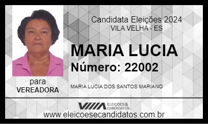 Candidato MARIA LUCIA 2024 - VILA VELHA - Eleições