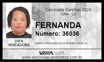 Candidato FERNANDA 2024 - IÚNA - Eleições