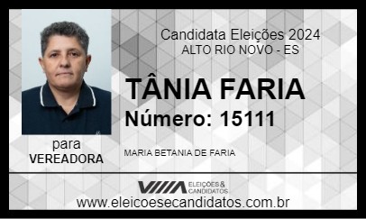 Candidato TÂNIA FARIA 2024 - ALTO RIO NOVO - Eleições