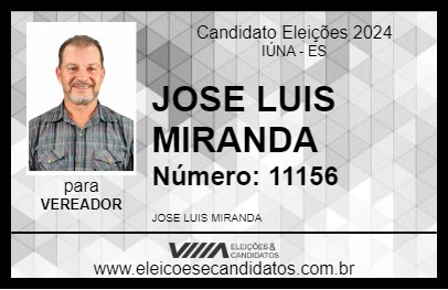 Candidato JOSE LUIS MIRANDA 2024 - IÚNA - Eleições