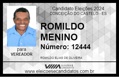 Candidato ROMILDO MENINO 2024 - CONCEIÇÃO DO CASTELO - Eleições