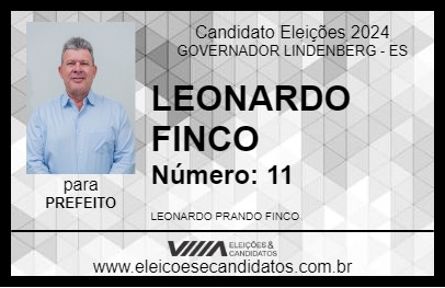 Candidato LEONARDO FINCO 2024 - GOVERNADOR LINDENBERG - Eleições