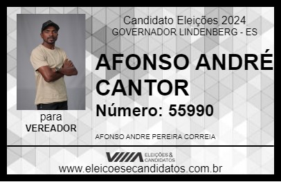 Candidato AFONSO ANDRÉ CANTOR 2024 - GOVERNADOR LINDENBERG - Eleições