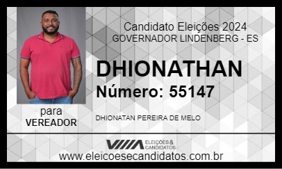 Candidato DHIONATHAN 2024 - GOVERNADOR LINDENBERG - Eleições