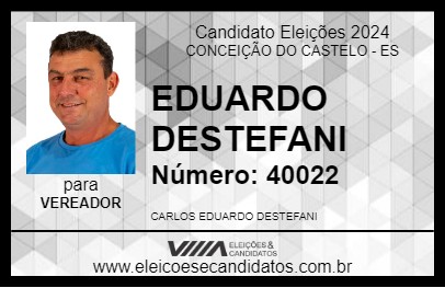 Candidato EDUARDO DESTEFANI 2024 - CONCEIÇÃO DO CASTELO - Eleições