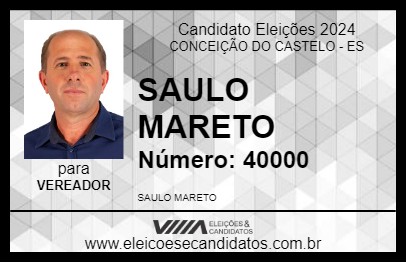 Candidato SAULO MARETO 2024 - CONCEIÇÃO DO CASTELO - Eleições