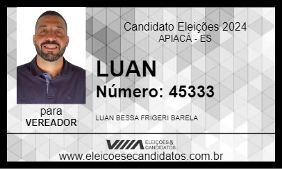 Candidato LUAN 2024 - APIACÁ - Eleições