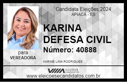 Candidato KARINE DEFESA CIVIL 2024 - APIACÁ - Eleições