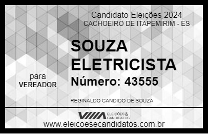 Candidato SOUZA ELETRICISTA 2024 - CACHOEIRO DE ITAPEMIRIM - Eleições