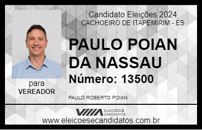 Candidato PAULO POIAN DA NASSAU 2024 - CACHOEIRO DE ITAPEMIRIM - Eleições