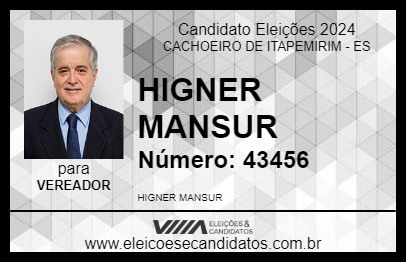 Candidato HIGNER MANSUR 2024 - CACHOEIRO DE ITAPEMIRIM - Eleições