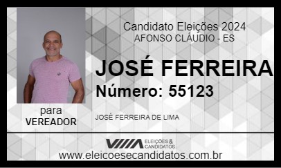 Candidato JOSÉ FERREIRA 2024 - AFONSO CLÁUDIO - Eleições