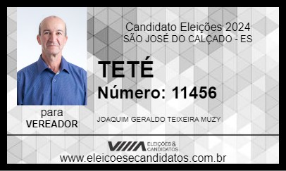 Candidato TETÉ 2024 - SÃO JOSÉ DO CALÇADO - Eleições