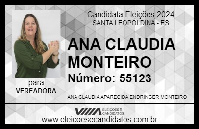 Candidato ANA CLAUDIA MONTEIRO 2024 - SANTA LEOPOLDINA - Eleições