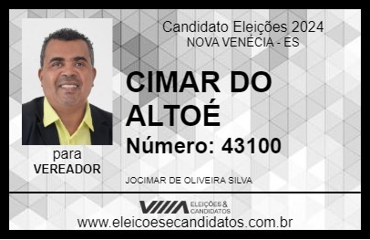 Candidato CIMAR DO ALTOÉ 2024 - NOVA VENÉCIA - Eleições