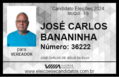 Candidato JOSÉ CARLOS BANANINHA 2024 - MUQUI - Eleições