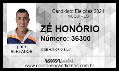 Candidato ZÉ HONÓRIO 2024 - MUQUI - Eleições