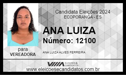 Candidato ANA LUIZA 2024 - ECOPORANGA - Eleições