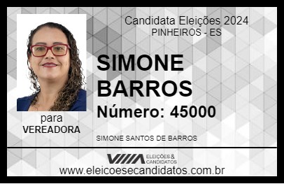 Candidato SIMONE BARROS 2024 - PINHEIROS - Eleições