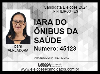 Candidato YARA DO ÔNIBUS DA SAÚDE 2024 - PINHEIROS - Eleições