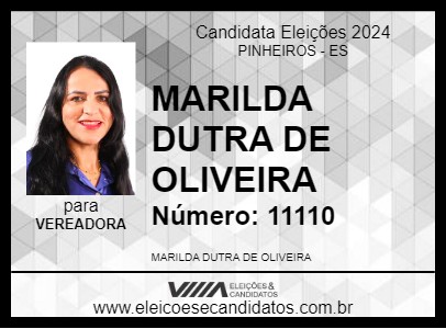 Candidato MARILDA DUTRA DE OLIVEIRA 2024 - PINHEIROS - Eleições