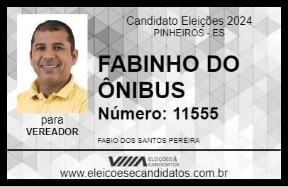 Candidato FABINHO DO ÔNIBUS 2024 - PINHEIROS - Eleições