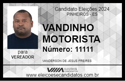 Candidato VANDINHO MOTORISTA 2024 - PINHEIROS - Eleições