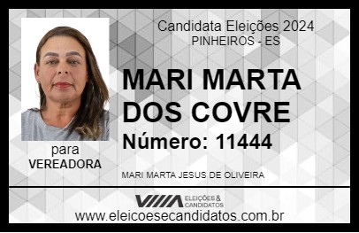 Candidato MARI MARTA DOS COVRE 2024 - PINHEIROS - Eleições