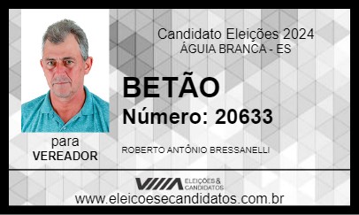 Candidato BETÃO 2024 - ÁGUIA BRANCA - Eleições