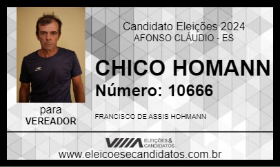 Candidato CHICO HOMANN 2024 - AFONSO CLÁUDIO - Eleições