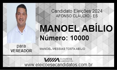 Candidato MANOEL ABÍLIO 2024 - AFONSO CLÁUDIO - Eleições