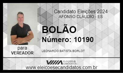 Candidato BOLÃO 2024 - AFONSO CLÁUDIO - Eleições